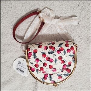 See by Chloe Mara Cherry-Print Croc-Embossed Leather Saddie Bag